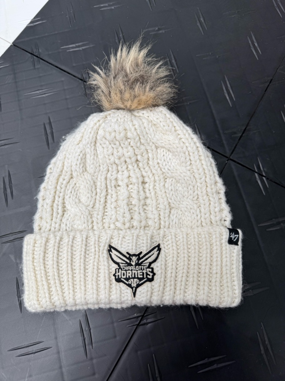 47 Charlotte Hornets Cream Pom Beanie
